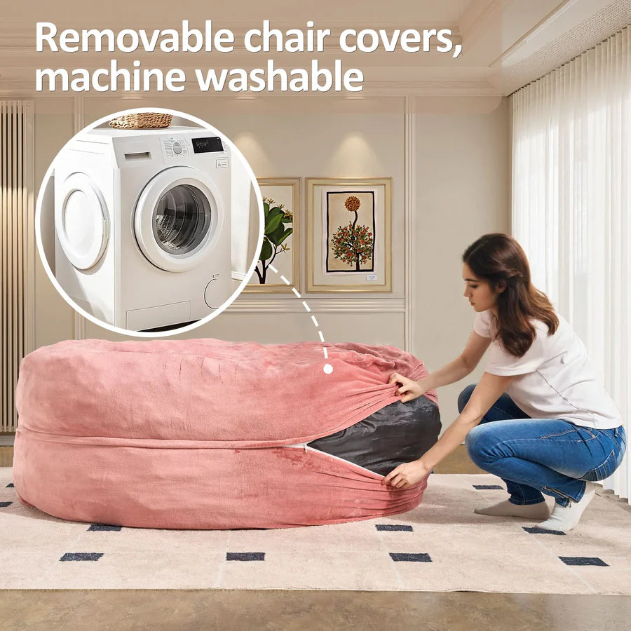Bean Bag Chair Removable Cover, High-Rebound Filling Cozy Furniture for Living Room, Bedroom