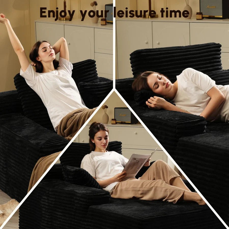 Boneless Chaise Lounge,Luxurious Faux Fur, No Assembly Required