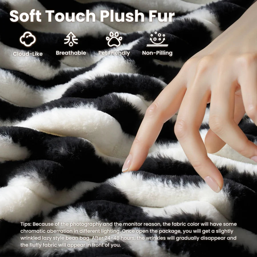 Boneless Chaise Lounge,Luxurious Faux Fur, No Assembly Required