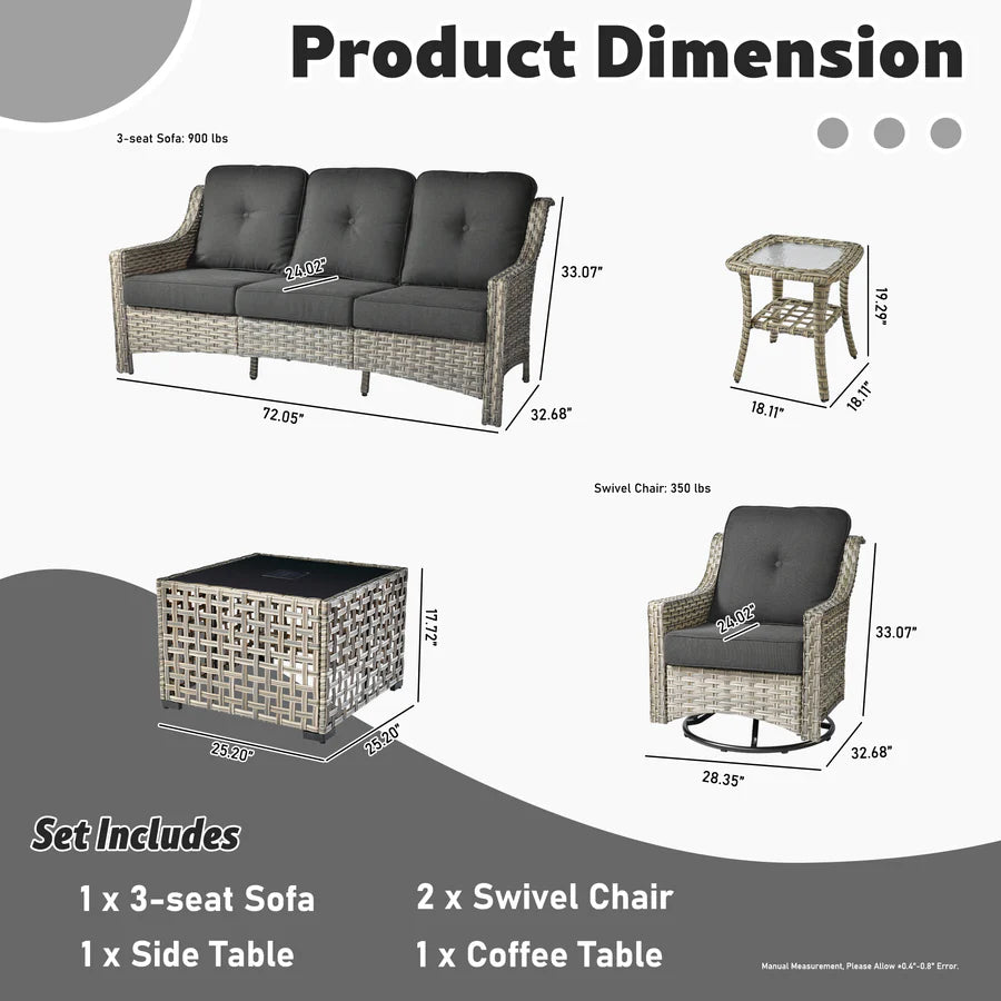 Conversation Set 5-Piece, PAD Series,Included Swivel Chair