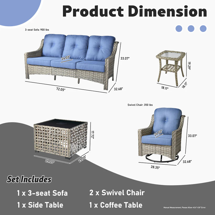 Conversation Set 5-Piece, PAD Series,Included Swivel Chair