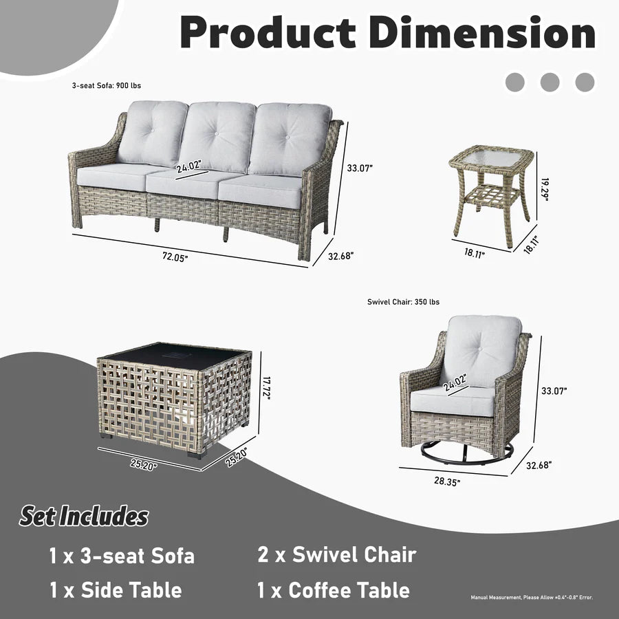 Conversation Set 5-Piece, PAD Series,Included Swivel Chair