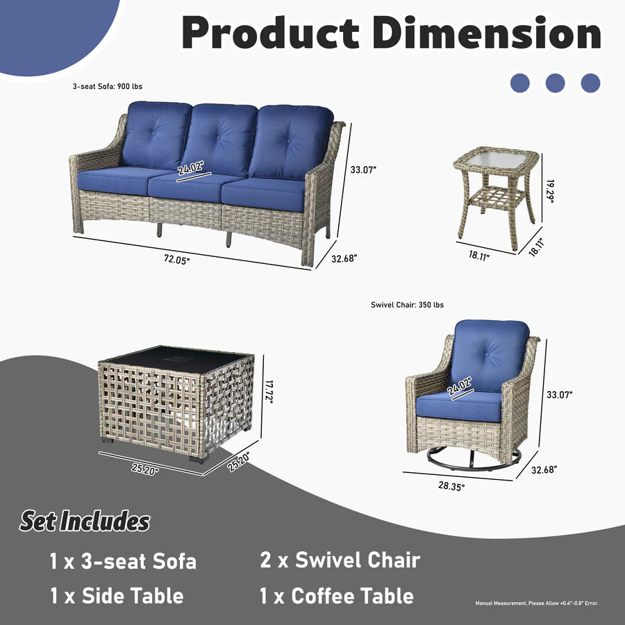 Conversation Set 5-Piece, PAD Series,Included Swivel Chair