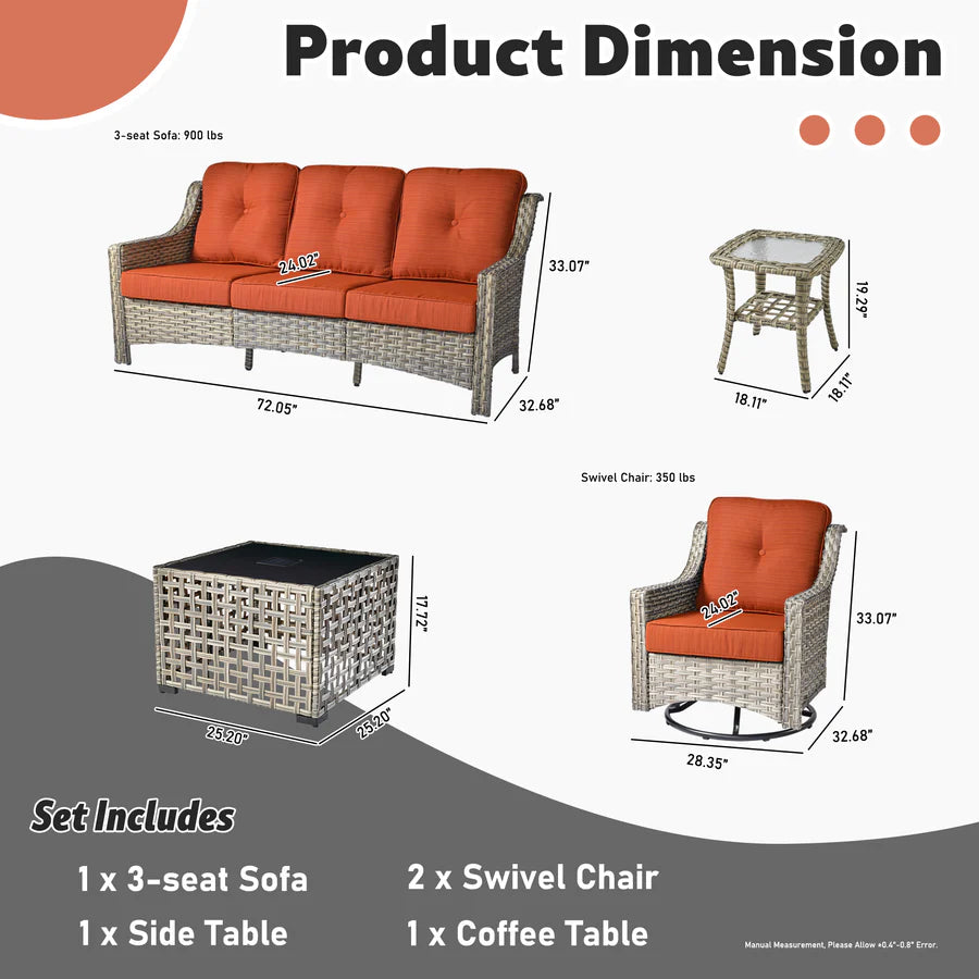 Conversation Set 5-Piece, PAD Series,Included Swivel Chair