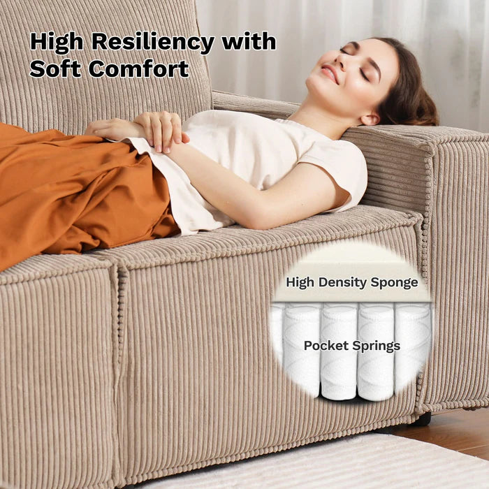 Living Room Modular Couch 6-Pieces Set, Wide Armrests