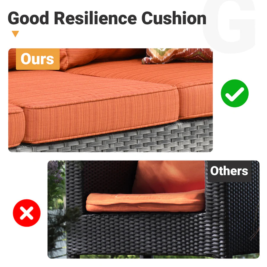 Outdoor Couch New Vultros 3-Piece High Back with Ottoman