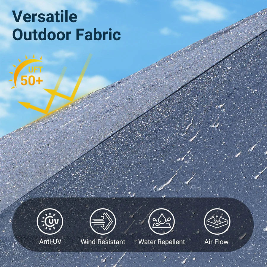 Outdoor Patio Umbrella – Double-Sided Rectangular Market Umbrella with Base