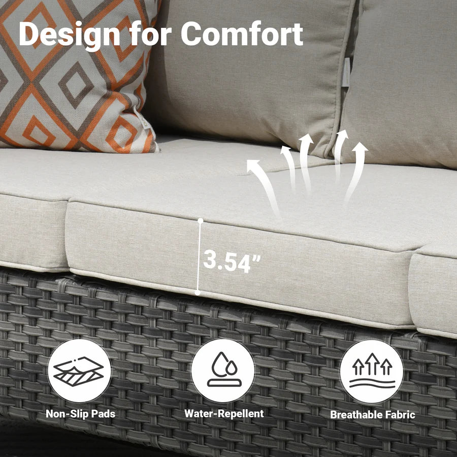 Outdoor Couch New Vultros 3-Piece High Back with Ottoman