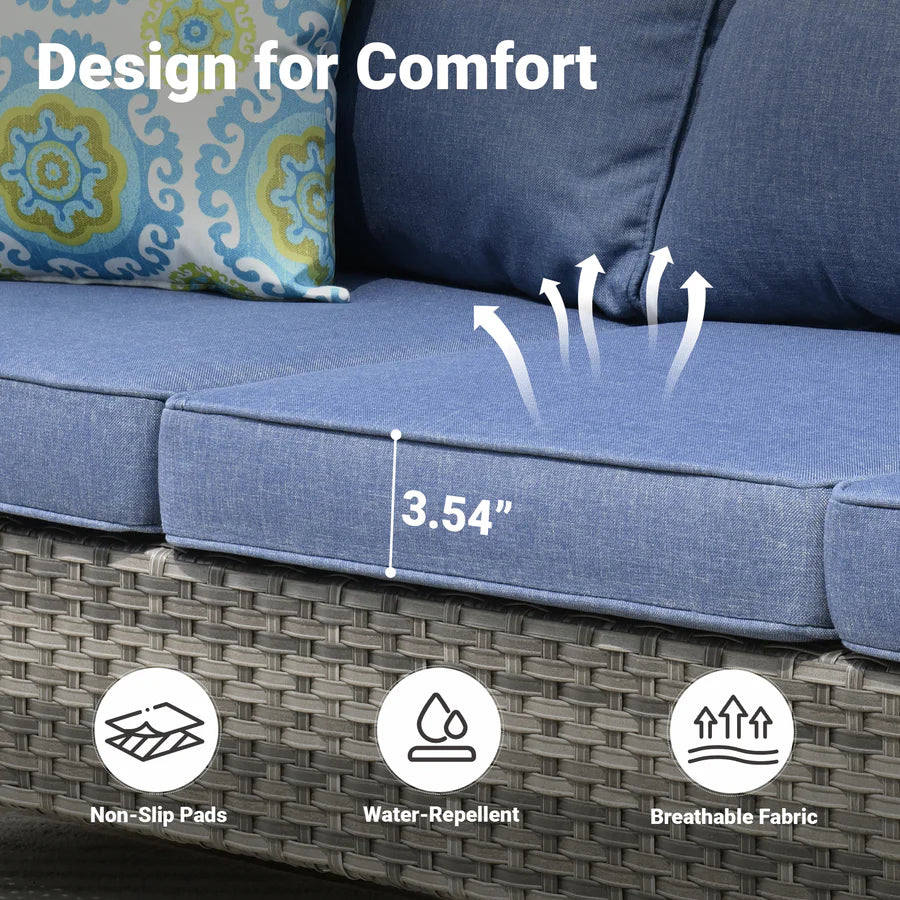 Outdoor Couch New Vultros 3-Piece High Back with Ottoman