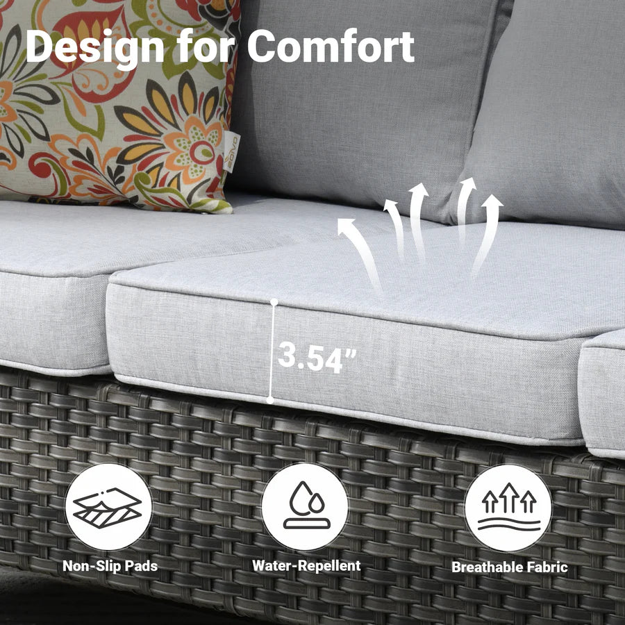 Outdoor Couch New Vultros 3-Piece High Back with Ottoman
