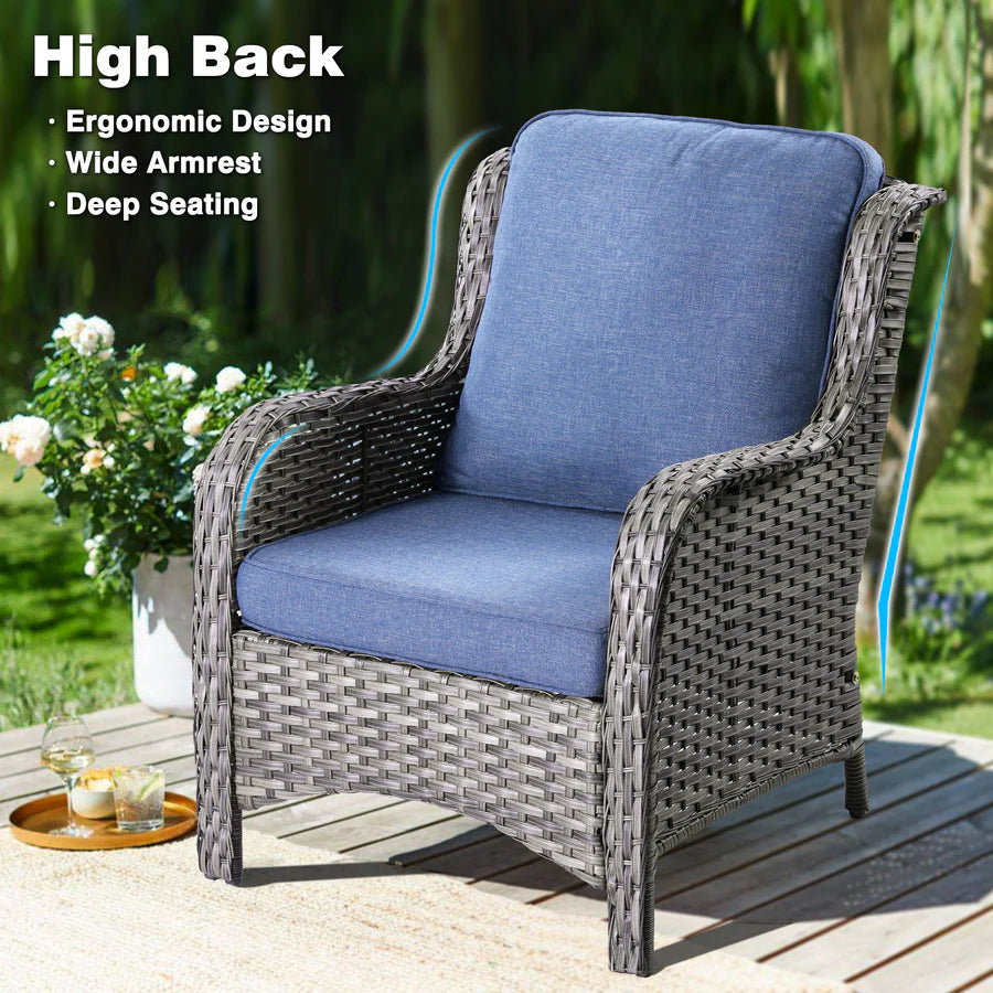 Patio Kenard 5-Piece Conversation Set with 30'' Fire Pit Table and Loveseat