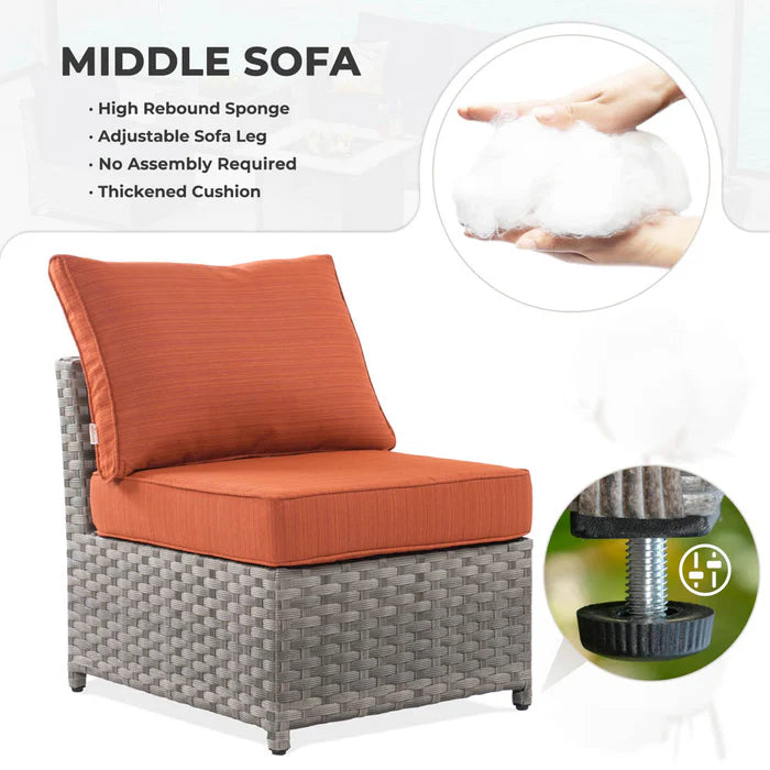 New Rimaru Series Patio Furniture Set 16-Piece include Swivel Chairs and 42"Rectangle Fire Pit Table Partially Assembled