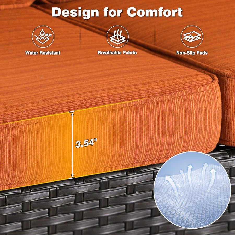 Patio Furniture Set 7-Piece With Cushions Kenard Curved Handrest