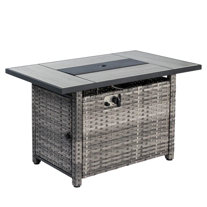 Patio Furniture Set 8-Piece with All Weather Rattan Wicker Sofa and 42.12'' Fire Pit