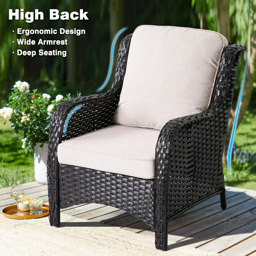 Patio Kenard 5-Piece Conversation Set with 30'' Fire Pit Table and Loveseat