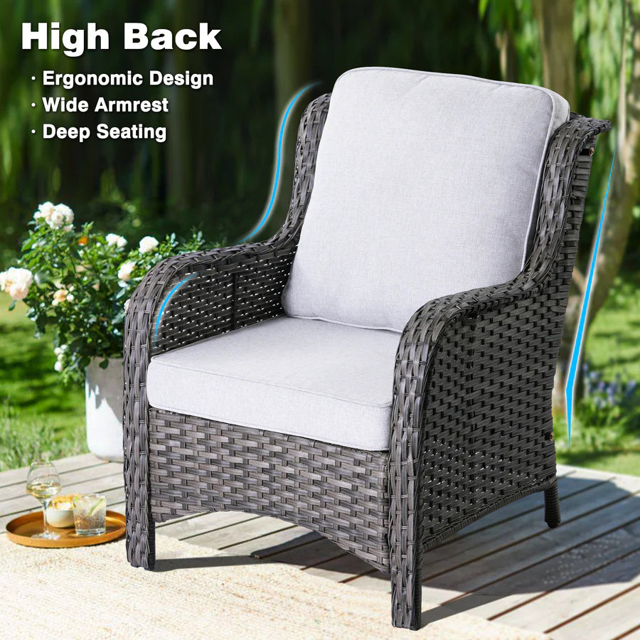 Patio Kenard 5-Piece Conversation Set with 30'' Fire Pit Table and Loveseat