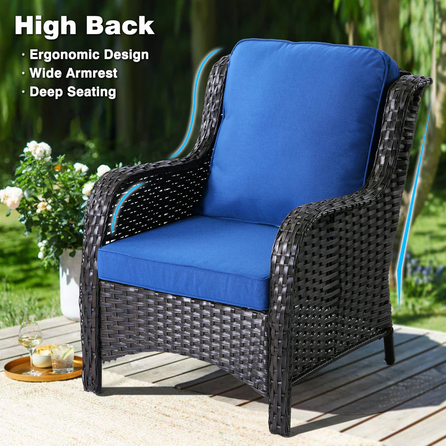 Patio Kenard 5-Piece Conversation Set with 30'' Fire Pit Table and Loveseat