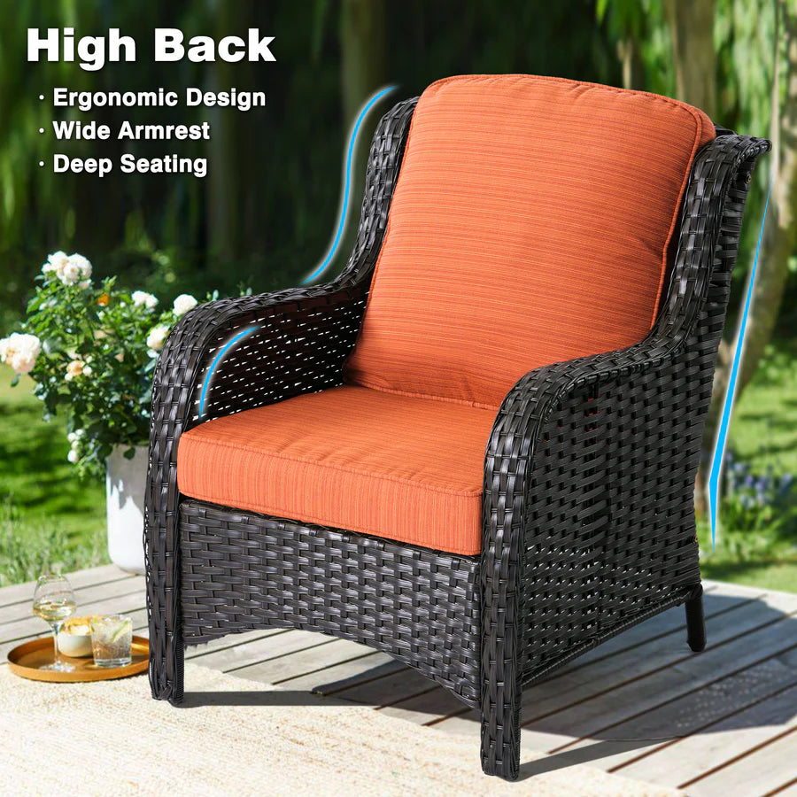 Patio Kenard 5-Piece Conversation Set with 30'' Fire Pit Table and Loveseat