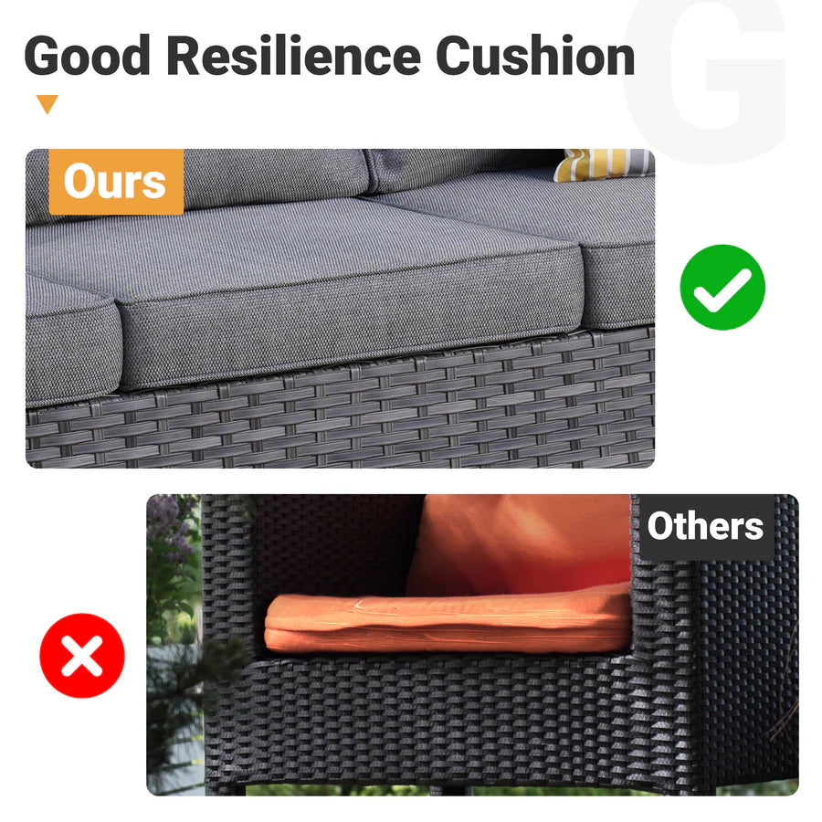 Outdoor Couch New Vultros 3-Piece High Back with Ottoman