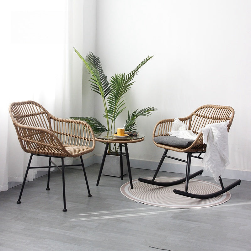 Balcony Outdoor Leisure Rocking Chair Available in Four Colors Nordic Style Handmade Weaving Vine Sofa Sofa Chair Outdoor Lazy Rocking Chair