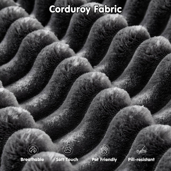 104" L-Shape Modular Couch with Chaise, Plush Corduroy Fabric, No Assembly Required