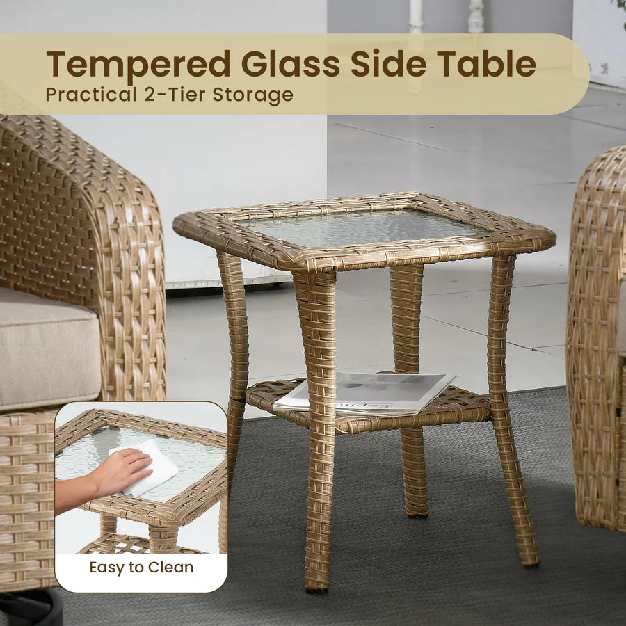 3 Pieces Patio Glider Chair Set, only table (no stools)