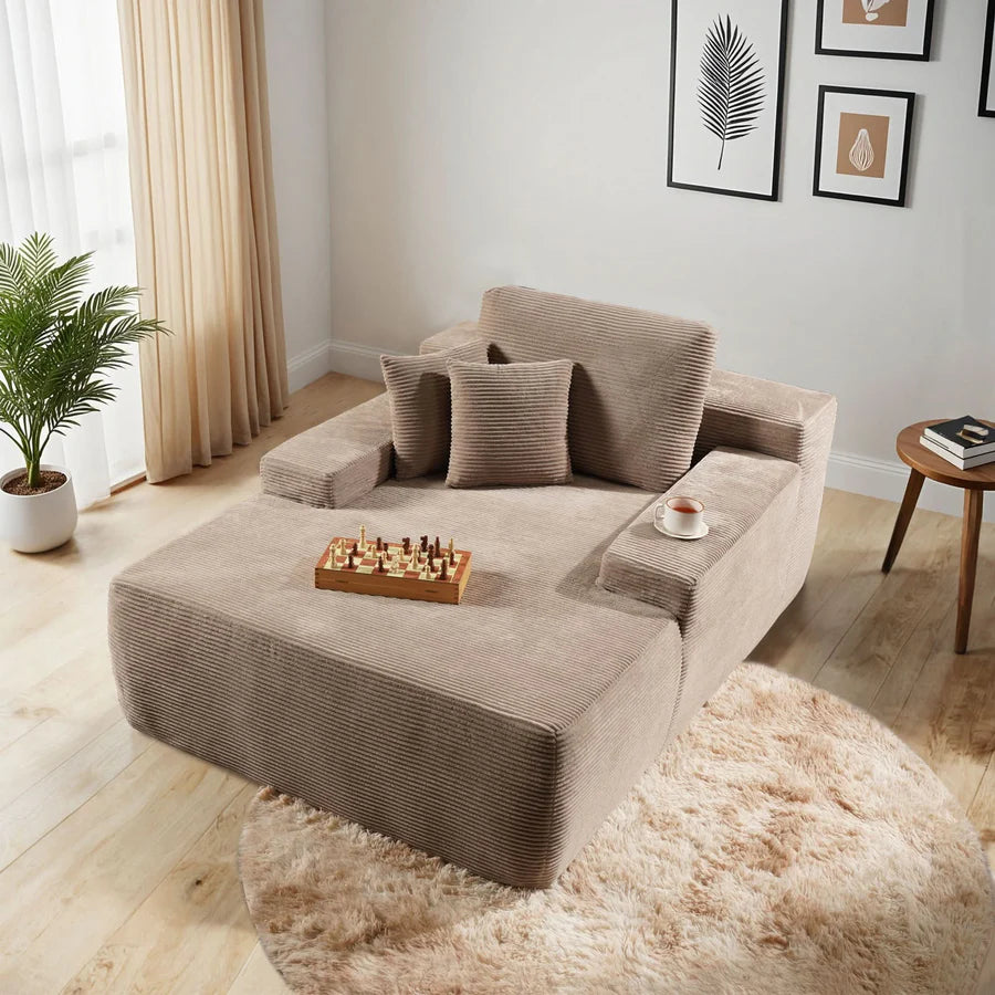 67''x48'' Chaise Lounge Chair Indoor, Oversized Upholstered Sofa Bed