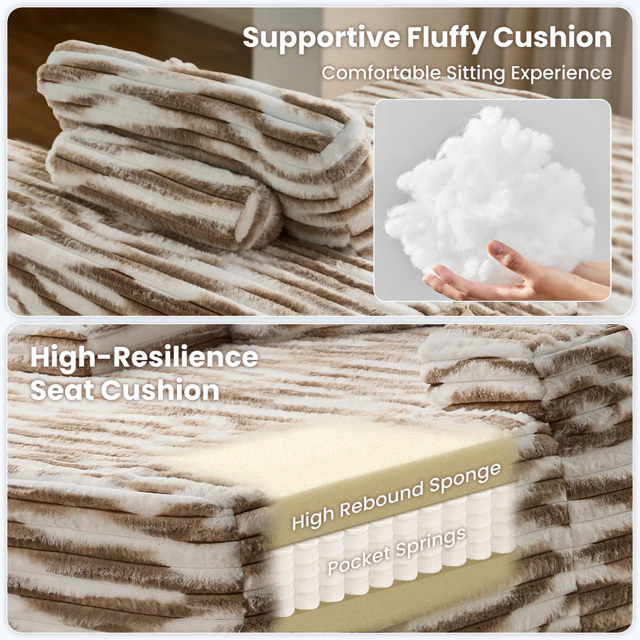 Boneless Chaise Lounge,Luxurious Faux Fur, No Assembly Required