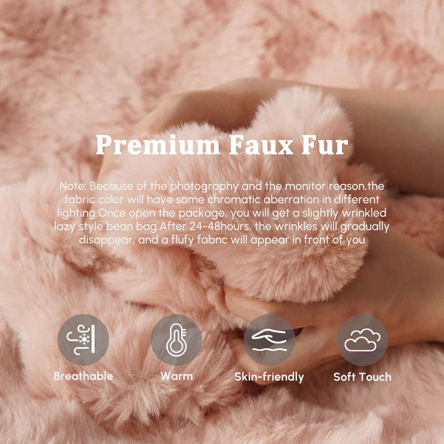 Luxurious Fluffy Faux Fur Bean Bag Couch