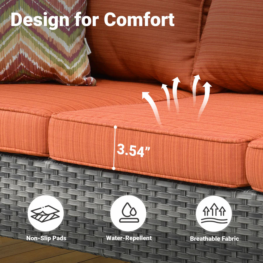 Outdoor Couch New Vultros 3-Piece High Back with Ottoman