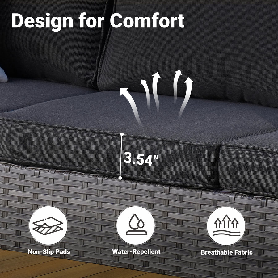 Outdoor Couch New Vultros 3-Piece High Back with Ottoman