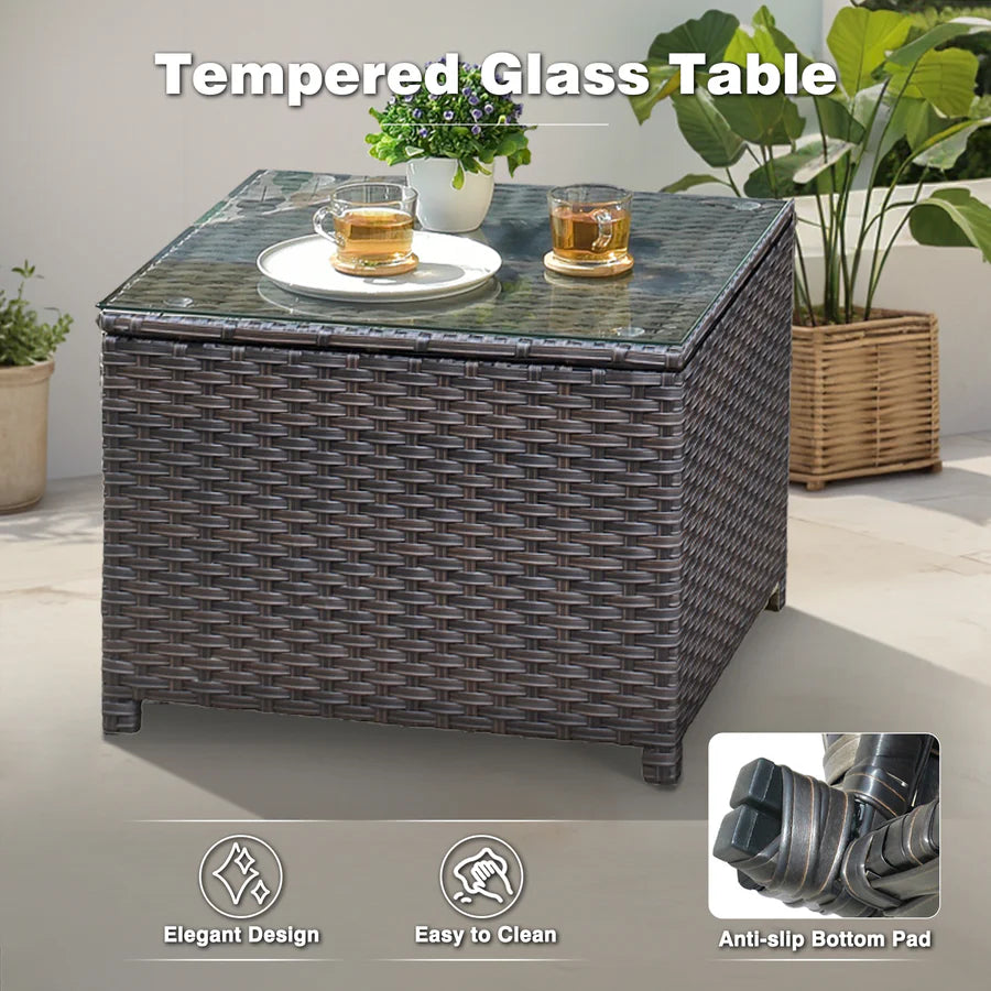 Outdoor Furniture 3-Piece with Table Kenard Curved Handrest