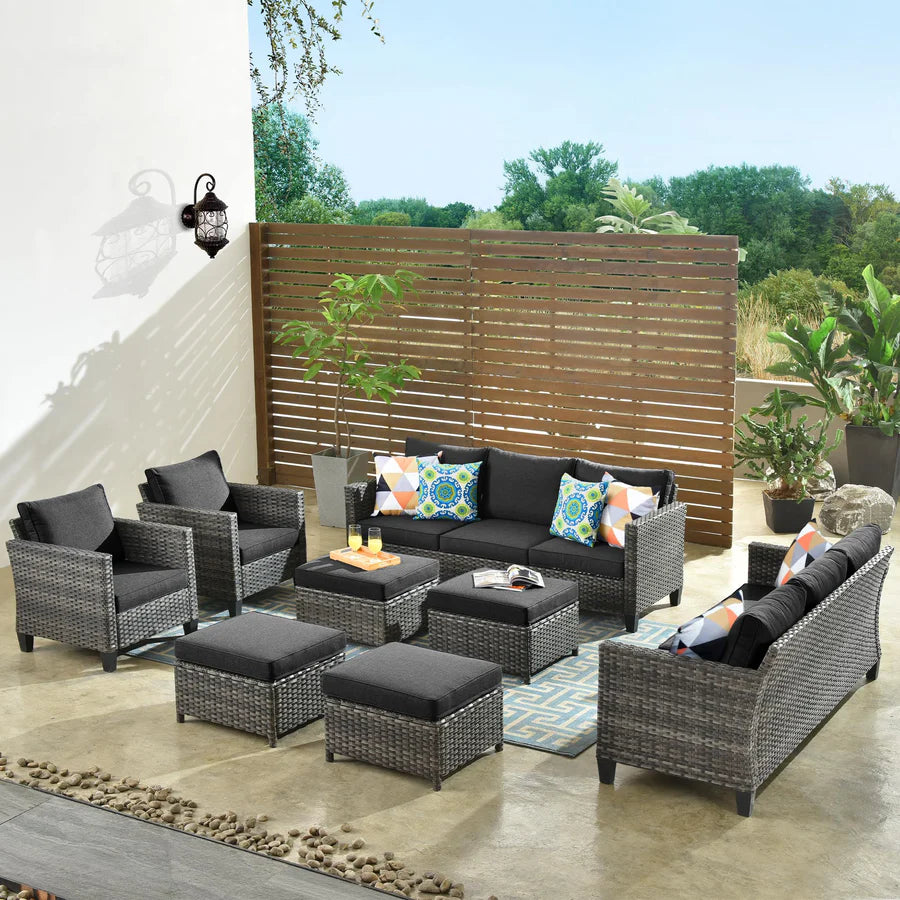 Patio Furniture Set New Vultros 8-Piece High Back with Cushions