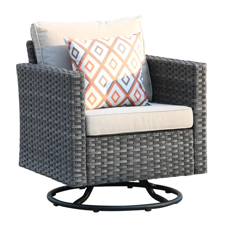 Patio Conversation Set 7-Piece with Swivel Rocking Chairs and Table