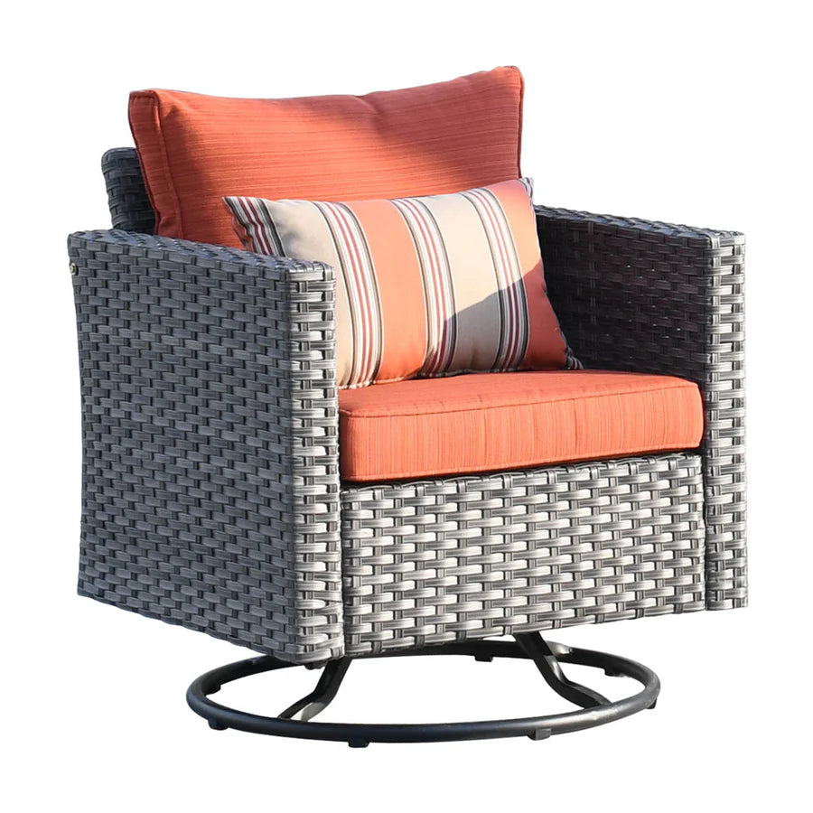 Patio Conversation Set 7-Piece with Swivel Rocking Chairs and Table