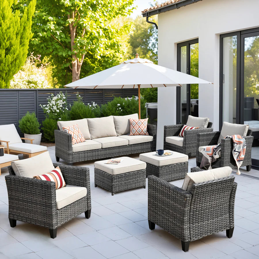 Patio Furniture Set New Vultros 7-Piece High Back with Cushions