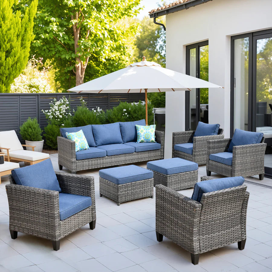 Patio Furniture Set New Vultros 7-Piece High Back with Cushions