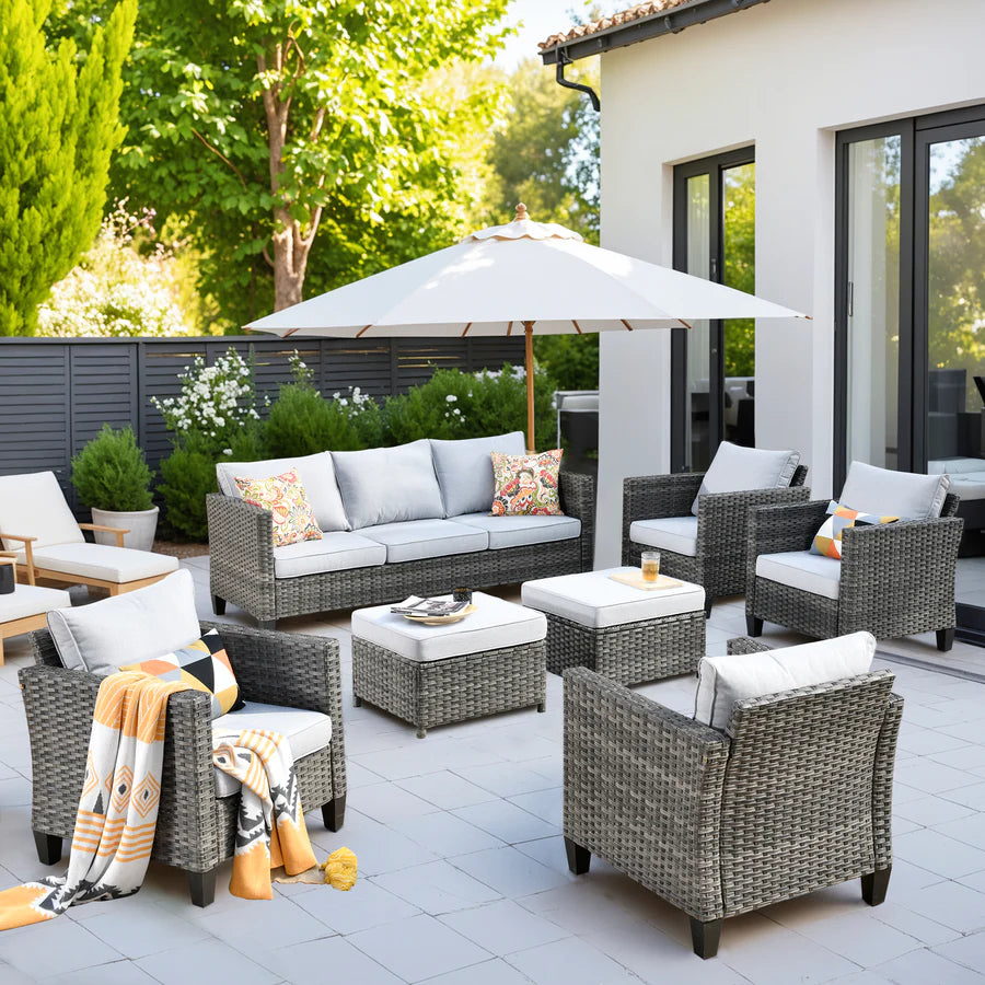 Patio Furniture Set New Vultros 7-Piece High Back with Cushions