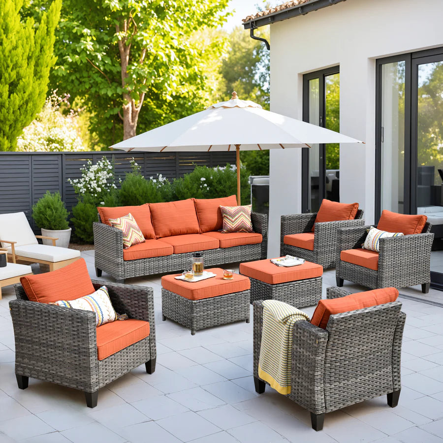 Patio Furniture Set New Vultros 7-Piece High Back with Cushions