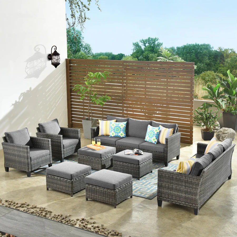 Patio Furniture Set New Vultros 8-Piece High Back with Cushions