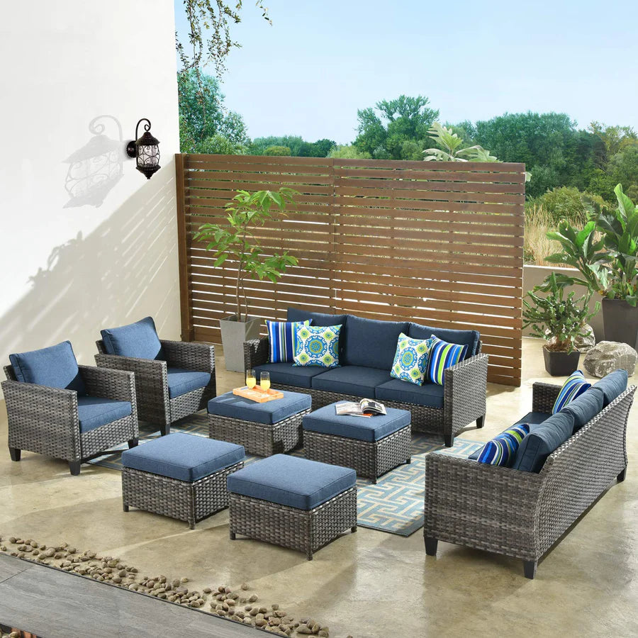 Patio Furniture Set New Vultros 8-Piece High Back with Cushions