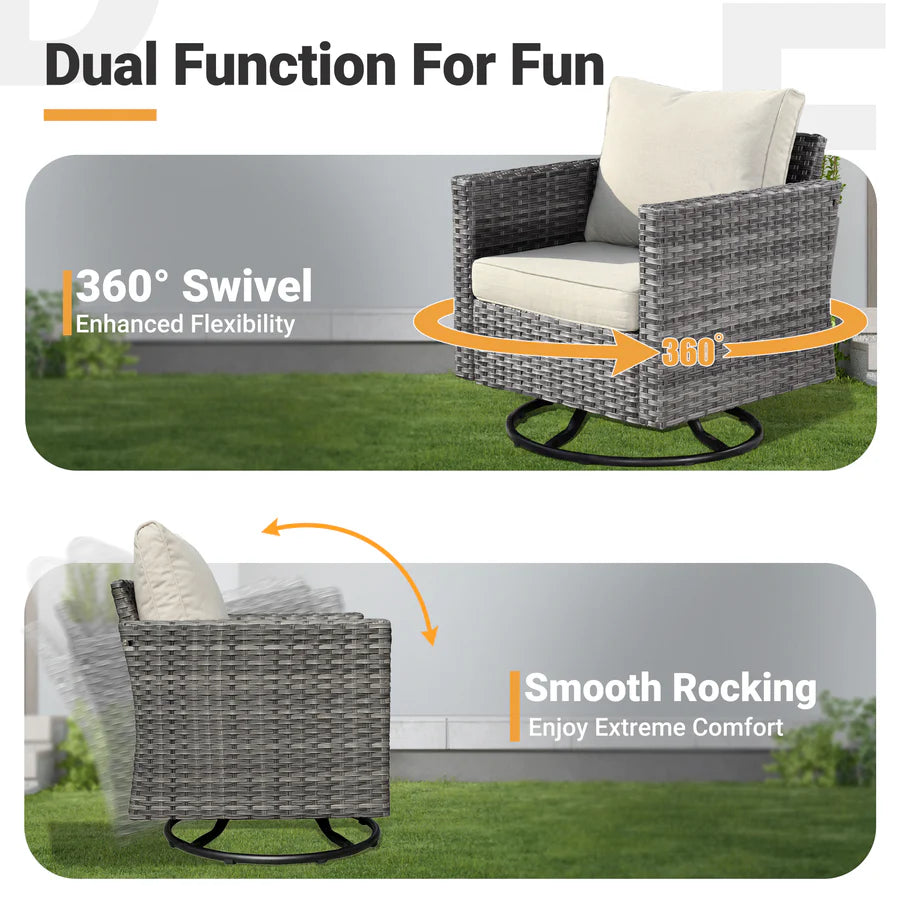 Patio Vultros 9-Piece Set with 2 Swivel Chairs and 30'' Propane Fire Pit Table