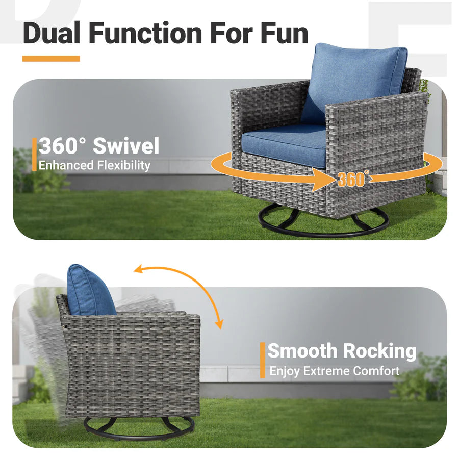 Patio Vultros 9-Piece Set with 2 Swivel Chairs and 30'' Propane Fire Pit Table