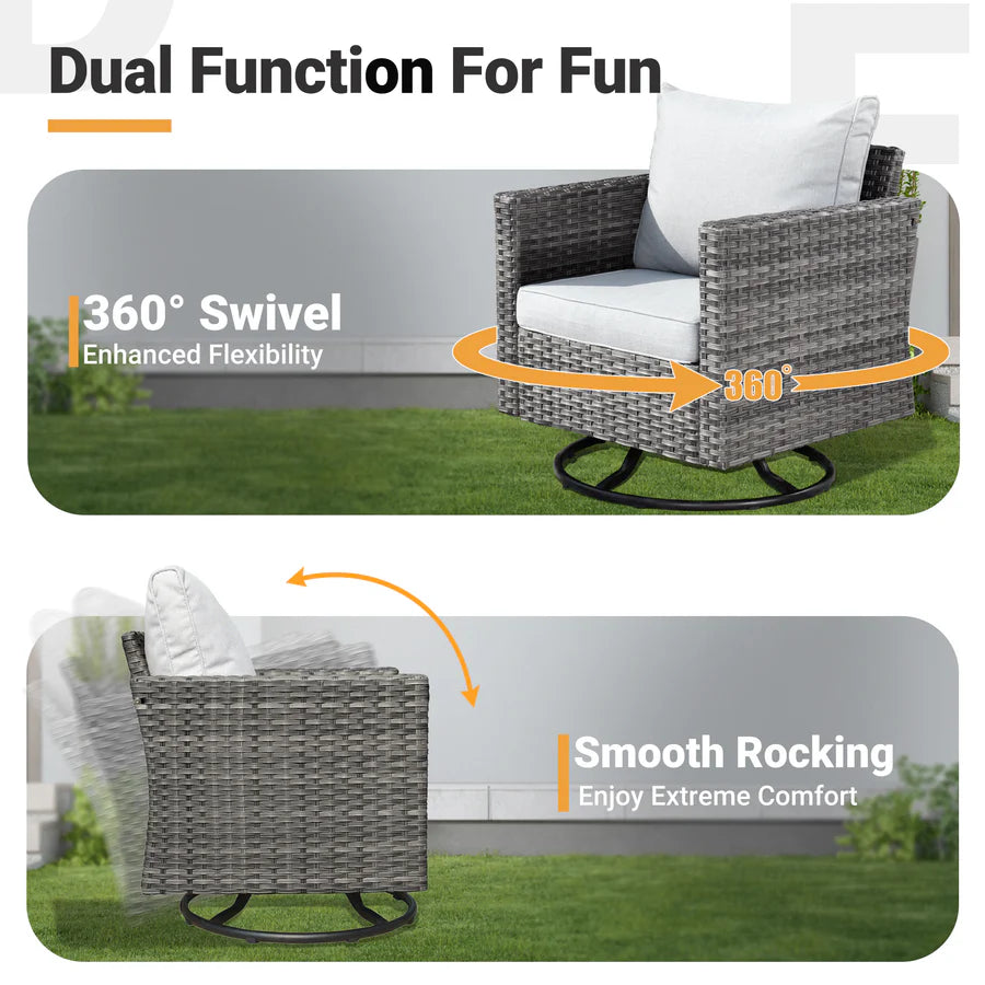 Patio Vultros 9-Piece Set with 2 Swivel Chairs and 30'' Propane Fire Pit Table