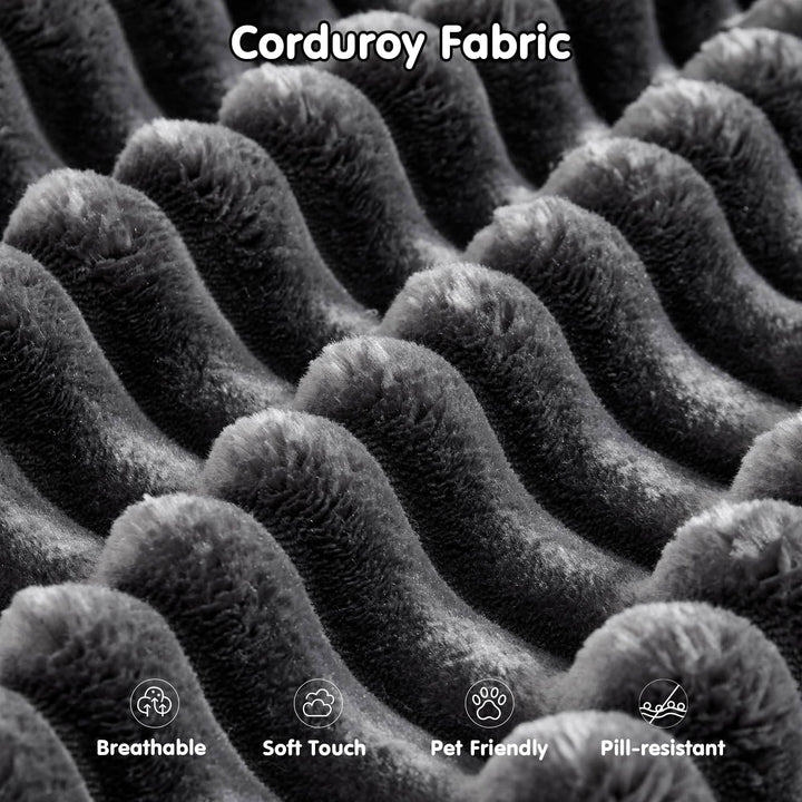 104" L-Shape Modular Couch with Chaise, Plush Corduroy Fabric, No Assembly Required