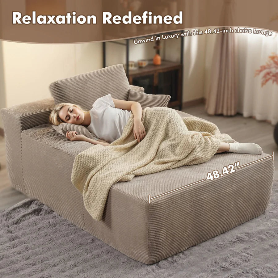 67''x48'' Chaise Lounge Chair Indoor, Oversized Upholstered Sofa Bed