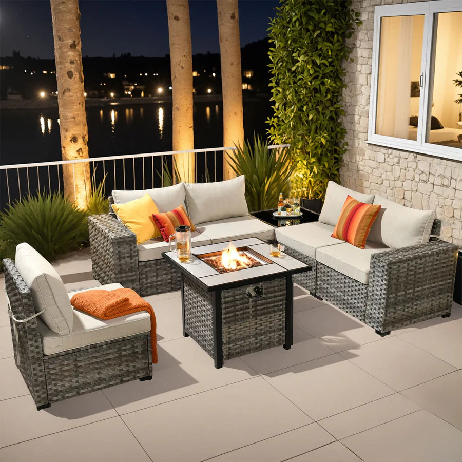 7-Piece Outdoor Furniture Set with 7.68'' Wide Armrests