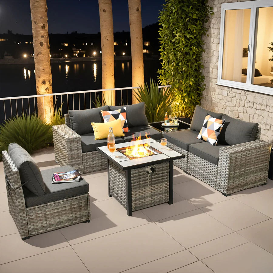 7-Piece Outdoor Furniture Set with 7.68'' Wide Armrests