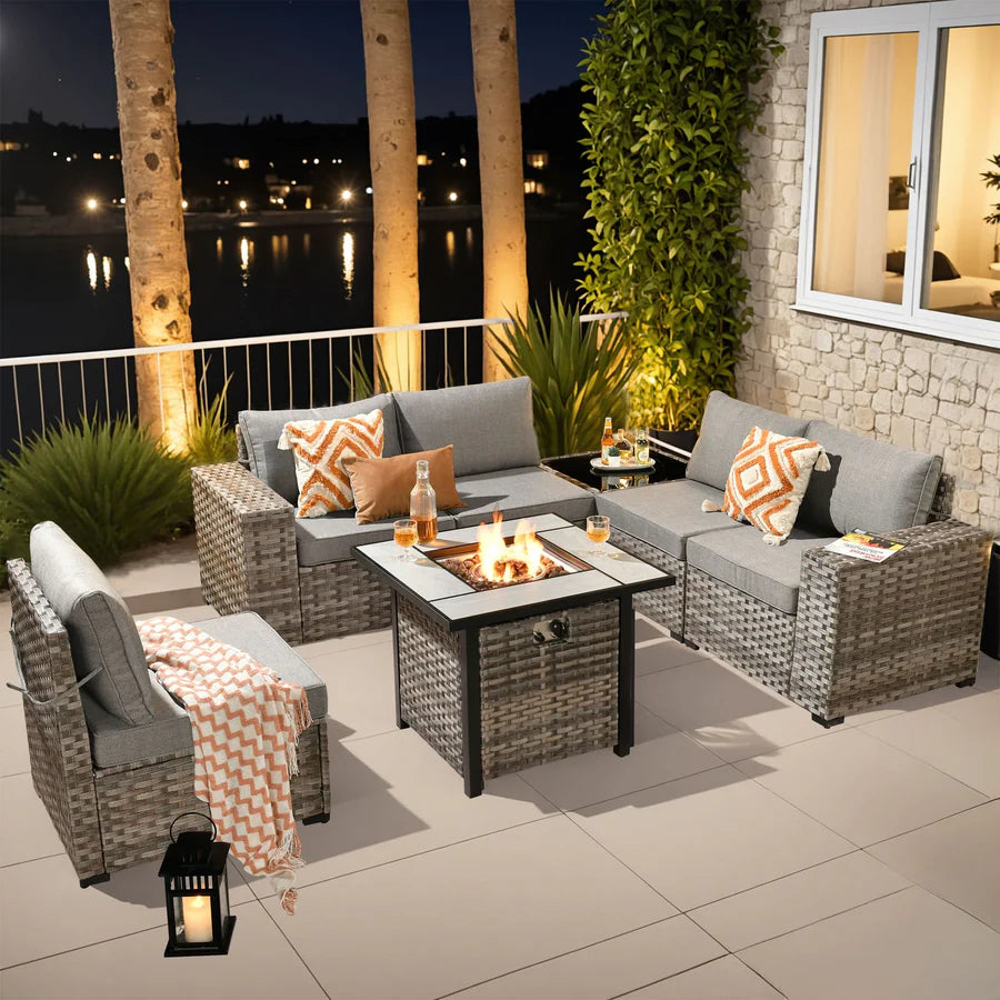 7-Piece Outdoor Furniture Set with 7.68'' Wide Armrests