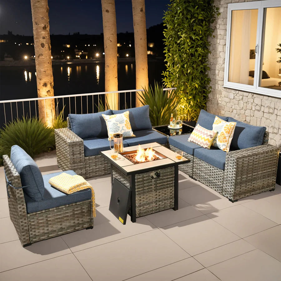 7-Piece Outdoor Furniture Set with 7.68'' Wide Armrests